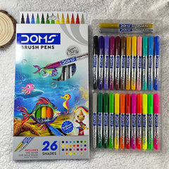 DOMS Non-Toxic Multicolor 26 Shades Brush Pens Set -ncludes Gold & Silver Shades