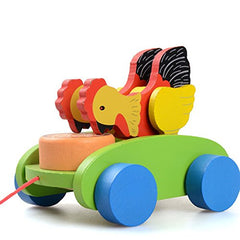 Wooden Eating cock pull along - pack of 1