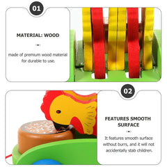 Wooden Eating cock pull along - pack of 1