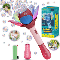 Lotus Electric Bubble Stick for Kids, Automatic Bubble Machine 10000+ Bubbles Light Up Flower Bubble Wand-Any 1