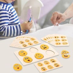 Expressions Eggs Puzzle - Wooden Egg Face Changing Game with 15 cards