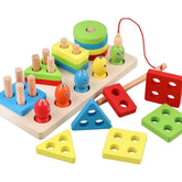 Fishing Four Post - Wooden Fishing and Multi Shapes Stacker