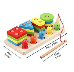 Fishing Four Post - Wooden Fishing and Multi Shapes Stacker