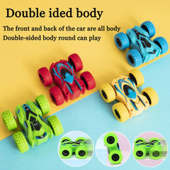 Friction Powered Car Toys,Double-sided Stunt Flip Inertia Car,Push and Go Toy Cars - Any 1 Random Color