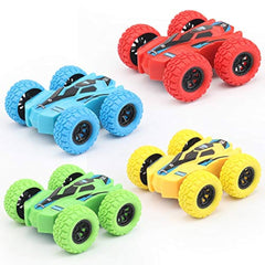 Friction Powered Car Toys,Double-sided Stunt Flip Inertia Car,Push and Go Toy Cars - Any 1 Random Color