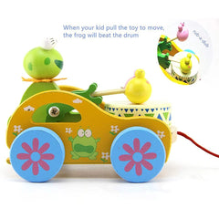 Wooden Frog cart Pull along