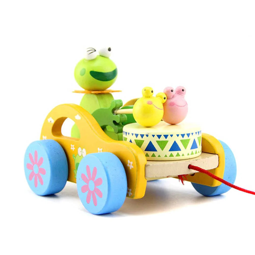 Wooden Frog cart Pull along