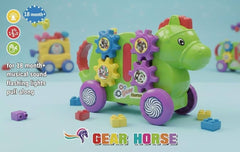 Gear Horse Pull Along Toy with Musical Sound and Flashing Lights