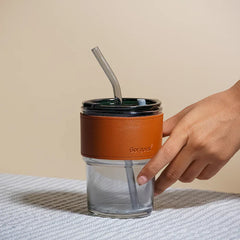 Glass Tumbler with Lid, Sipper, Glass Coffee Mug - without Straw