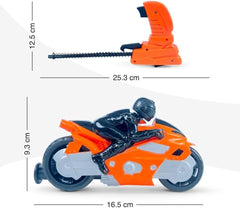 High Speed Pull Back Motorcycle Toy with Launcher Gun Friction-Powered Racing Bike for Kids | Durable Indoor Outdoor Action Playset