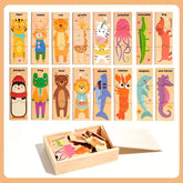High Quality Wooden Animal Puzzle with wooden storage box