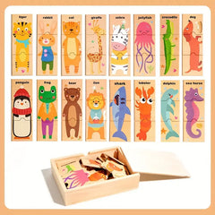 High Quality Wooden Animal Puzzle with wooden storage box