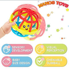 Innovitoy 2 Pcs Non-Toxic Premium Soft Rattle Set with Teether for New Born Babies - 0 to 1 year