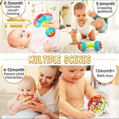 Innovitoy 2 Pcs Non-Toxic Premium Soft Rattle Set with Teether for New Born Babies - 0 to 1 year