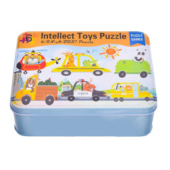 Intellect Toys Puzzle 6 in 1 - Tin Box pack of 1 Random Puzzle - Transport