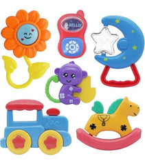 Jolly Jingles 6 Pieces Rattle and Teether set - Attractive colour Rattle Combo