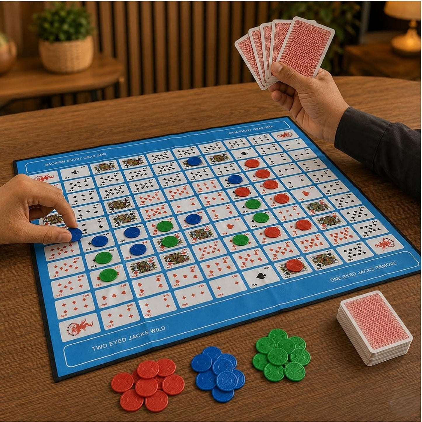 Jumbo Sequence Game With Playing Mat, Chips & Cards - Classic Family Party Game