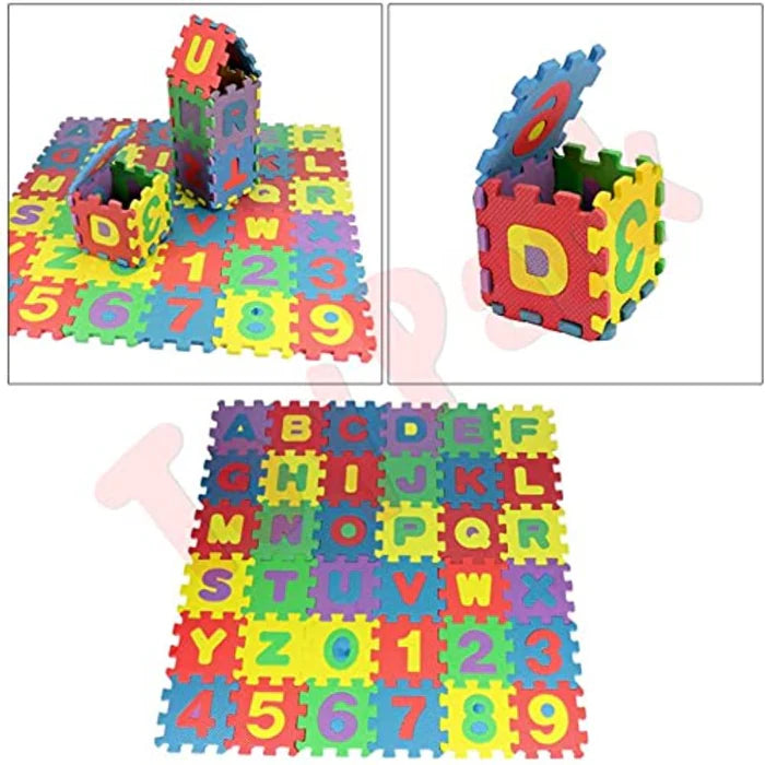 Large - Kids Alphanumeric EVA MAT Puzzle - Pack of 36 Pieces Multicolor 15*15cm per tile