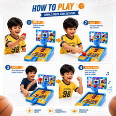 Kids Basketball Set with Adjustable Stand & Table Board Game -Multicolor