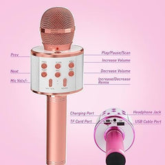 Kids Karaoke Microphone with Speaker | Wireless Bluetooth Mic for Singing | Rechargeable- Any 1