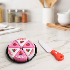 Kids Pretend Play Strawberry Cake & Sweet Treats Toy Set (with Ice Cream & Accessories)