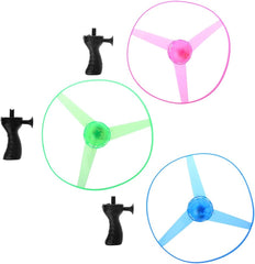 LED Flashing Pull String Flying Saucer Propeller Toy Disc Helicopter -Multicolor