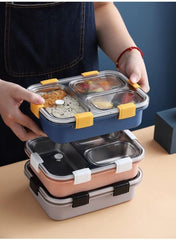 Little Osaka Stainless Steel Lunch Box 750ml β Premium Leakproof Bento Lunch Container with 3 Compartments & Air Valve