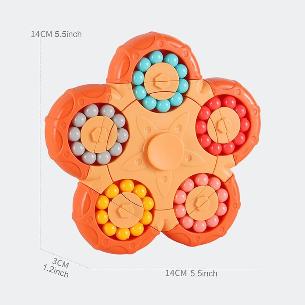 Flower-Magic Bean Puzzle Toys, Rotating Magic Bean Fidget Toys 2-in-1
