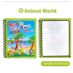 SMALL Magic Water Coloring Book, Magic Water Drawing Book Reusable Water-Reveal - water colouring book