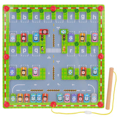 Magnetic Alphabet Maze - Montessori Car Parking Board Letters Matching