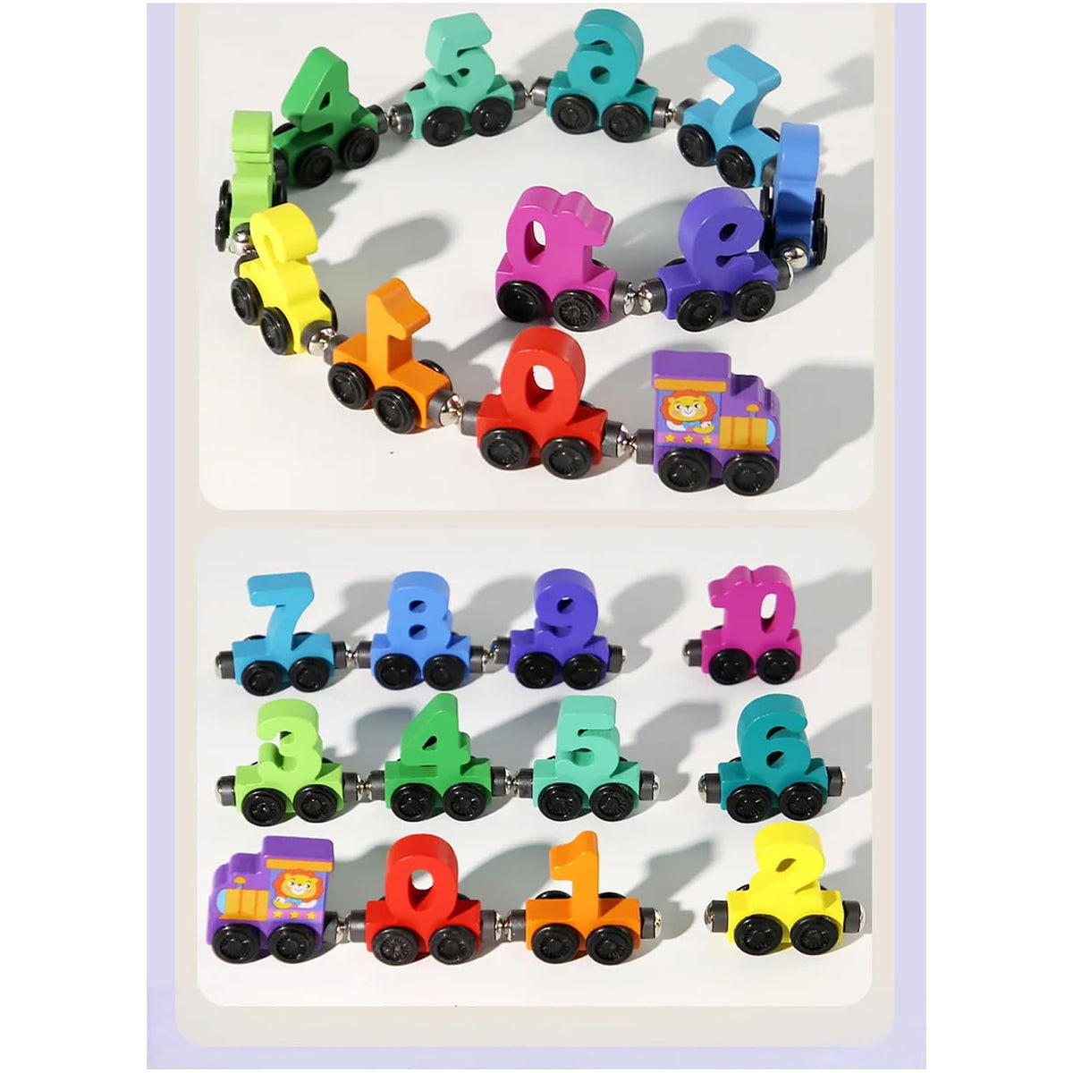 Magnetic Number Wooden Magnet Number Train Set 0-10 Digits Learning Blocks, 62 cm Length, Multicoloured