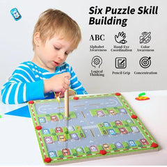 Magnetic Alphabet Maze - Montessori Car Parking Board Letters Matching