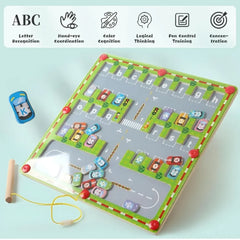 Magnetic Alphabet Maze - Montessori Car Parking Board Letters Matching
