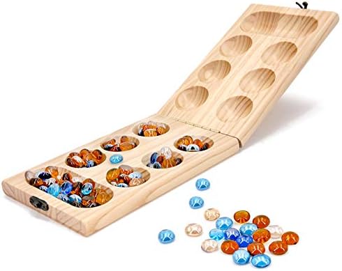 Mancala Pure Natural Stone Chess Piece 0.7in/1.8cm-Pallanguli With 50 Stones