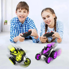 Mini Stunt Car Remote Control Rechargeable Car Toy for Kids - 360 Degree Spinning (Multicolor)