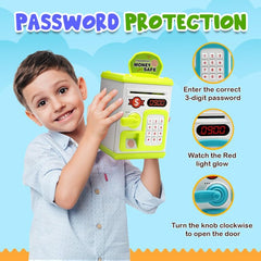 Money Bank for Kids with Fingerprint Sensor and 3-Step Safe Password Protection - 3X AA Battery Not Included