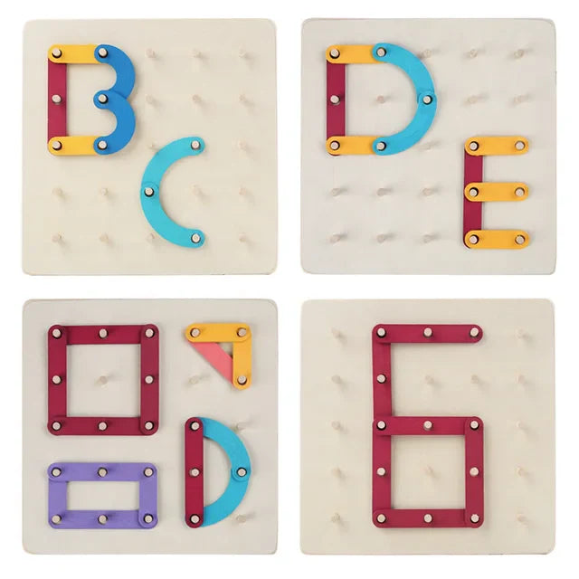 Montessori Nail Board Jigsaw Puzzle Alphabet and Shapes