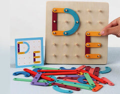 Montessori Nail Board Jigsaw Puzzle Alphabet and Shapes