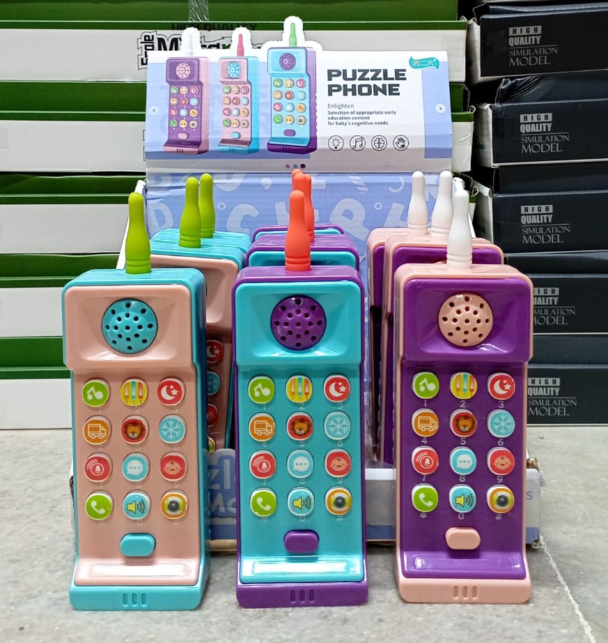 Musical Puzzle Phone Toy for Kids Interactive Light-Up Mobile with Songs Keypad Chat Function Learning Play Battery Operated Fun Gift for Boys and Girls- Assorted (Pack of 1)