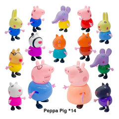 Pepp'a Pig 14Pcs Family Toy with Family and Friends Toy for Kids (Multicolor)