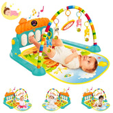 Play Gym for Babies 0 to 12 Months-Musical Piano Keyboard Activity Play Mat Hanging Rattles Lights Tunes Music