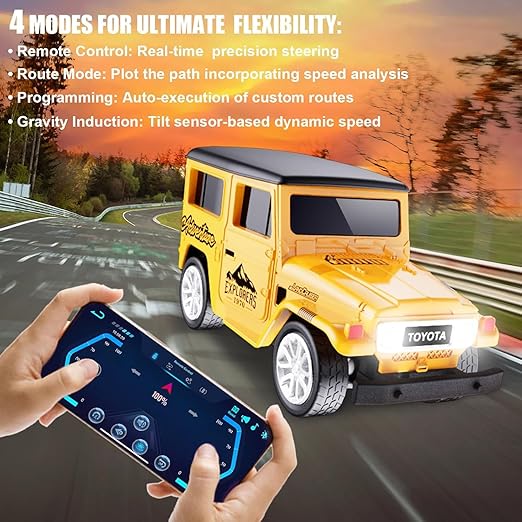 Remote Control & App Control Small Car, 1:64 Scale Off-Road RC Car, USB Rechargeable 2.4GHZ Three Speed Indoor Alloy Vehicle(Color As Per Stock)