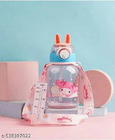 Rabbit Ears Cute Sipper Water Bottle Cartoon Printed - Plastic Any 1 Random
