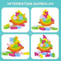 Wooden Tetris Rocking and Height Stacking Toy - Fun & Educational for Kids
