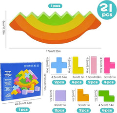 Wooden Tetris Rocking and Height Stacking Toy - Fun & Educational for Kids