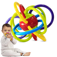 Sensory Baby Teether Tube Ball Loop Toy with Rattle 3-12 Months
