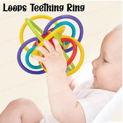 Sensory Baby Teether Tube Ball Loop Toy with Rattle 3-12 Months