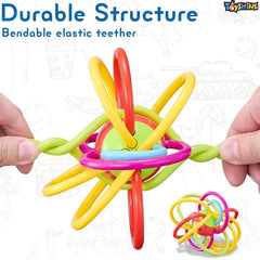 Sensory Baby Teether Tube Ball Loop Toy with Rattle 3-12 Months
