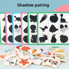 Shadow Pairing wooden puzzle - 6 double sided cards