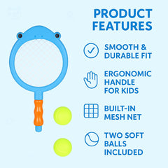 Shark Shape Tennis Racket Set for Kids 3-8 Years β Lightweight Plastic Bat & Ball Toy